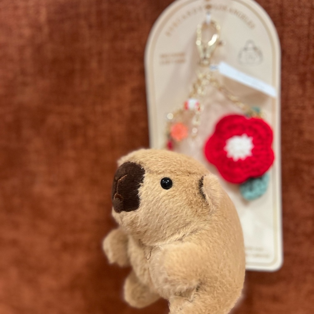 Tan Plush Capybara Keychain NWT